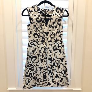 LOFT Navy and White Floral V Neck Dress